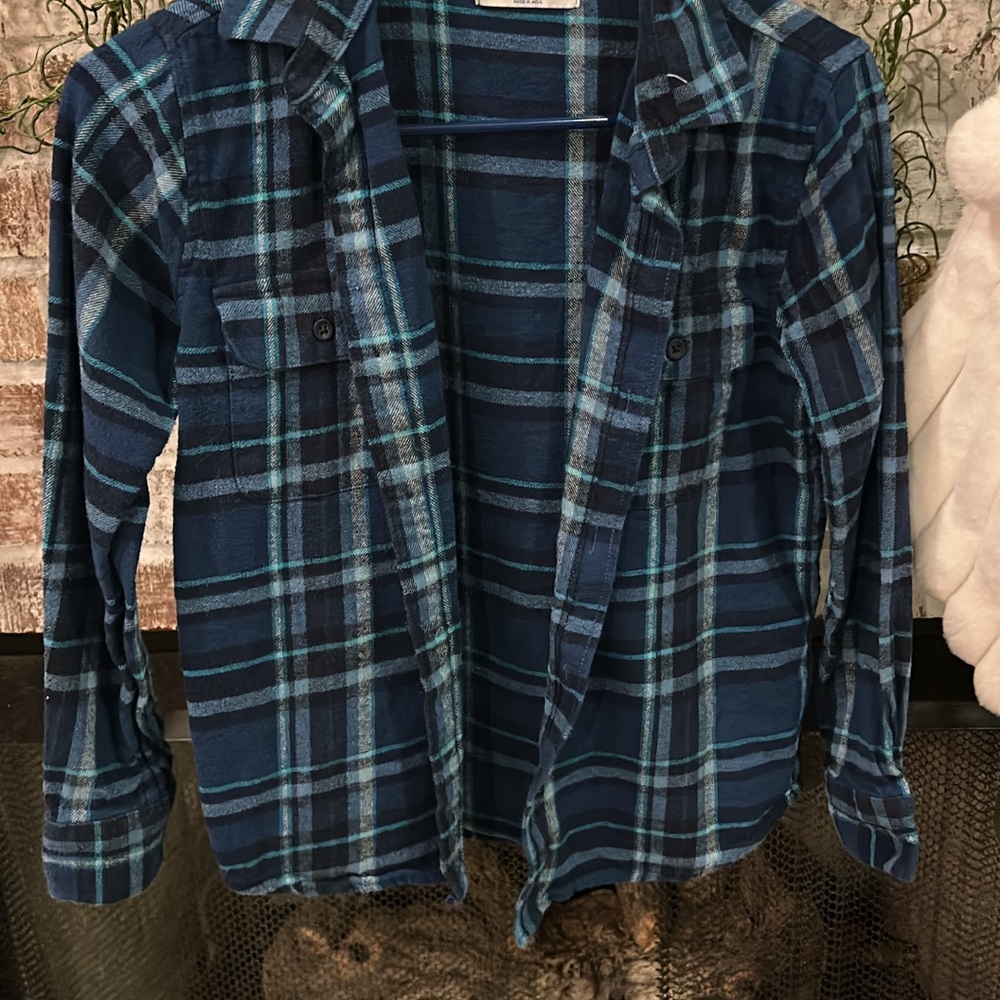 Blue Plaid Button-Up Shirt
